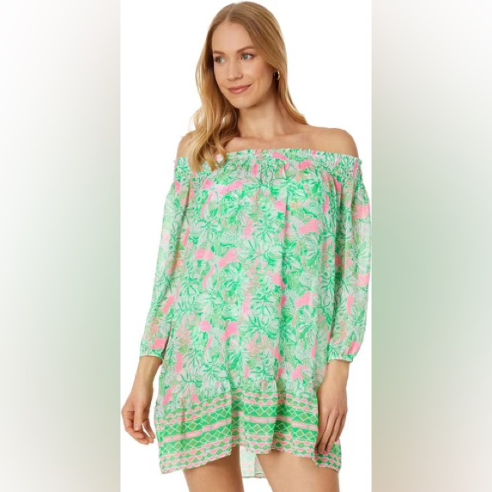 Lilly Pulitzer Maribeth Swim Cover-up, Botanical Green Just Wing It, XS - Picture 4 of 15